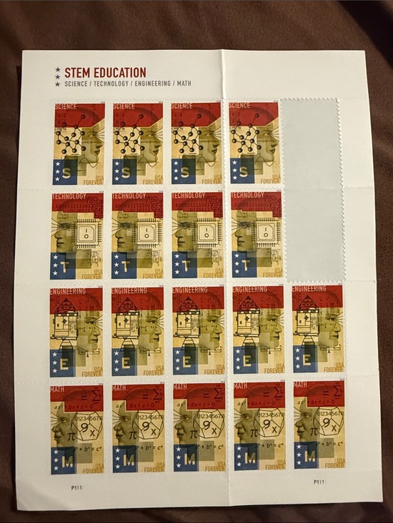 stem Other - STEM Education Forever Stamps Sheet‎ - Red, Gold, Blue 2017